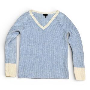 Talbots V-Neck Blue & White Tilled Sweater